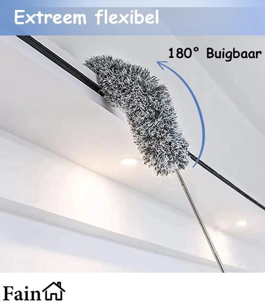 Fain® Plumeau met Telescoopsteel – Grijs – 80 tot 280 cm - Uitschuifbaar – Wasbaar - Flexibel 360° Draaibaar – Duster - Microvezel Ragebol Fain® Plumeau Met Telescoopsteel – Grijs – 80 Tot 280 Cm - Uitschuifbaar – Wasbaar - Flexibel 360° Draaibaar – Duster - Microvezel Ragebol -Huishoudelijke Artikelen Winkel