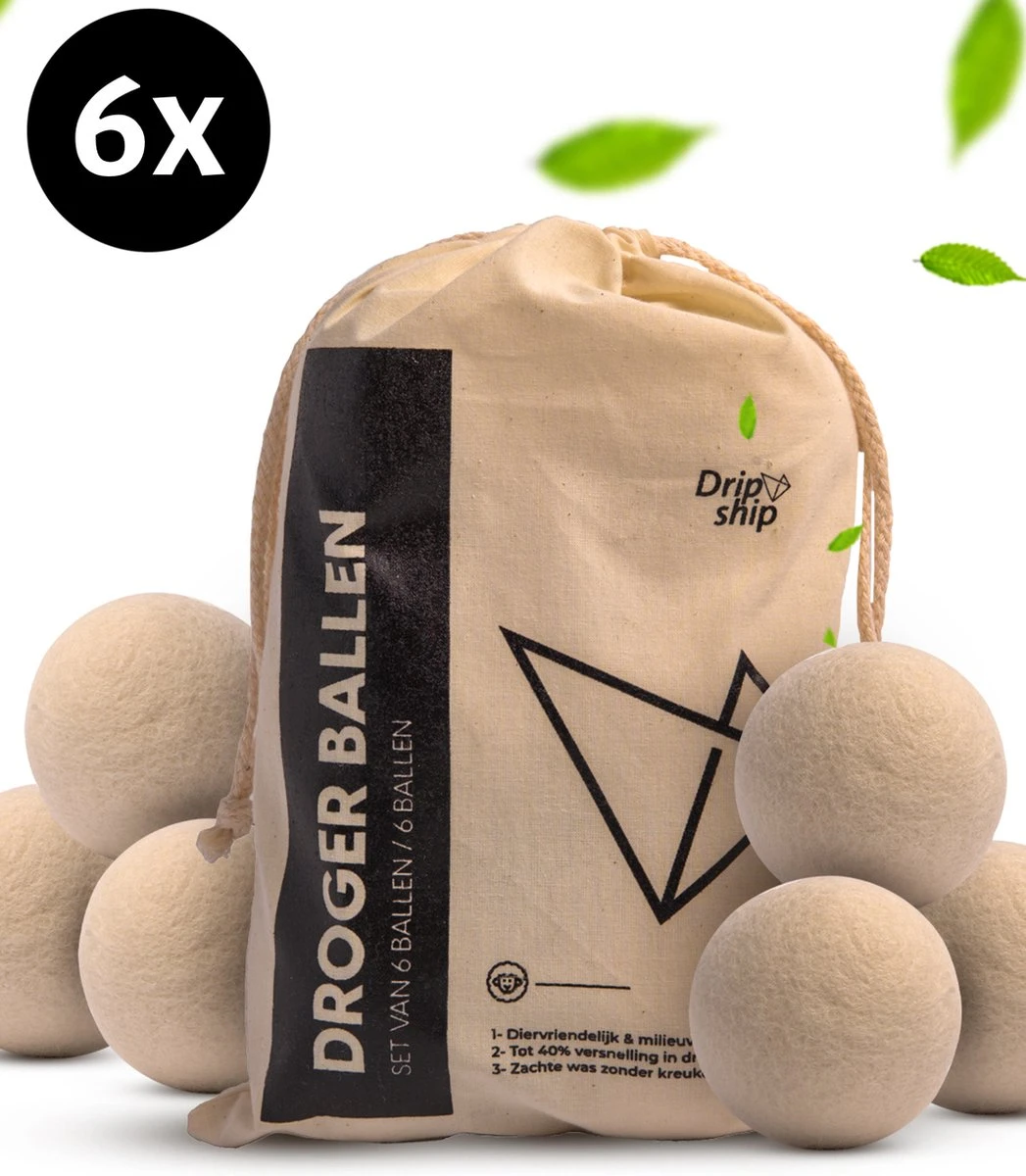 Drogerballen - Droogballen - Wasdrogerballen - Dryerballs - 6 Stuks - XL Formaat - Wol - Set Drogerballen - Droogballen - Wasdrogerballen - Dryerballs - 6 Stuks - XL Formaat - Wol - Set -Huishoudelijke Artikelen Winkel