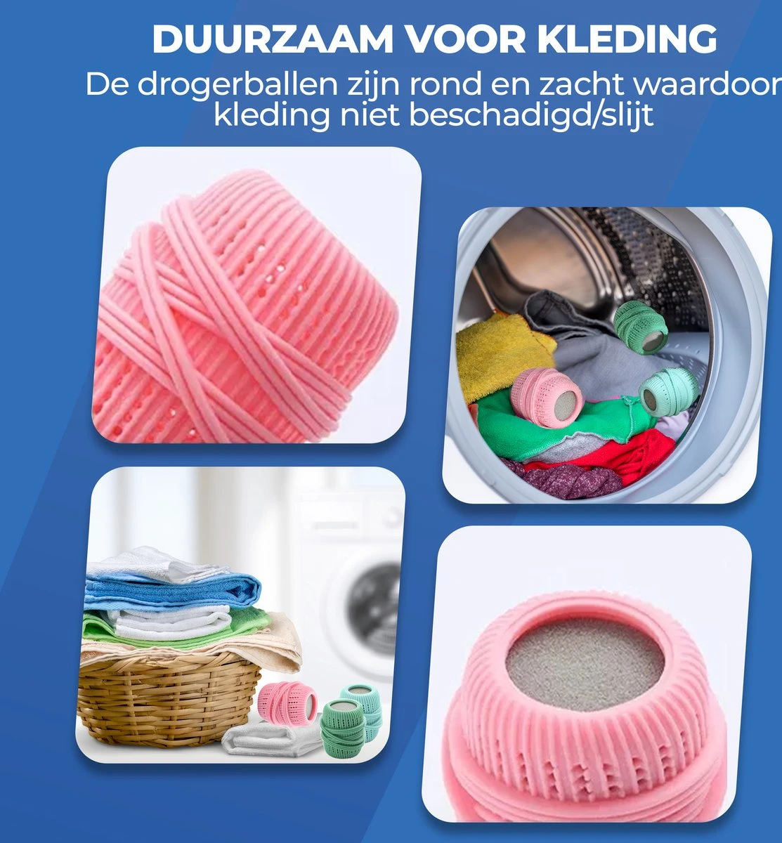 Roegaarden drogerballen - Droogballen - Met spons - Duurzaam - Sneller droog Roegaarden Drogerballen - Droogballen - Met Spons - Duurzaam - Sneller Droog -Huishoudelijke Artikelen Winkel