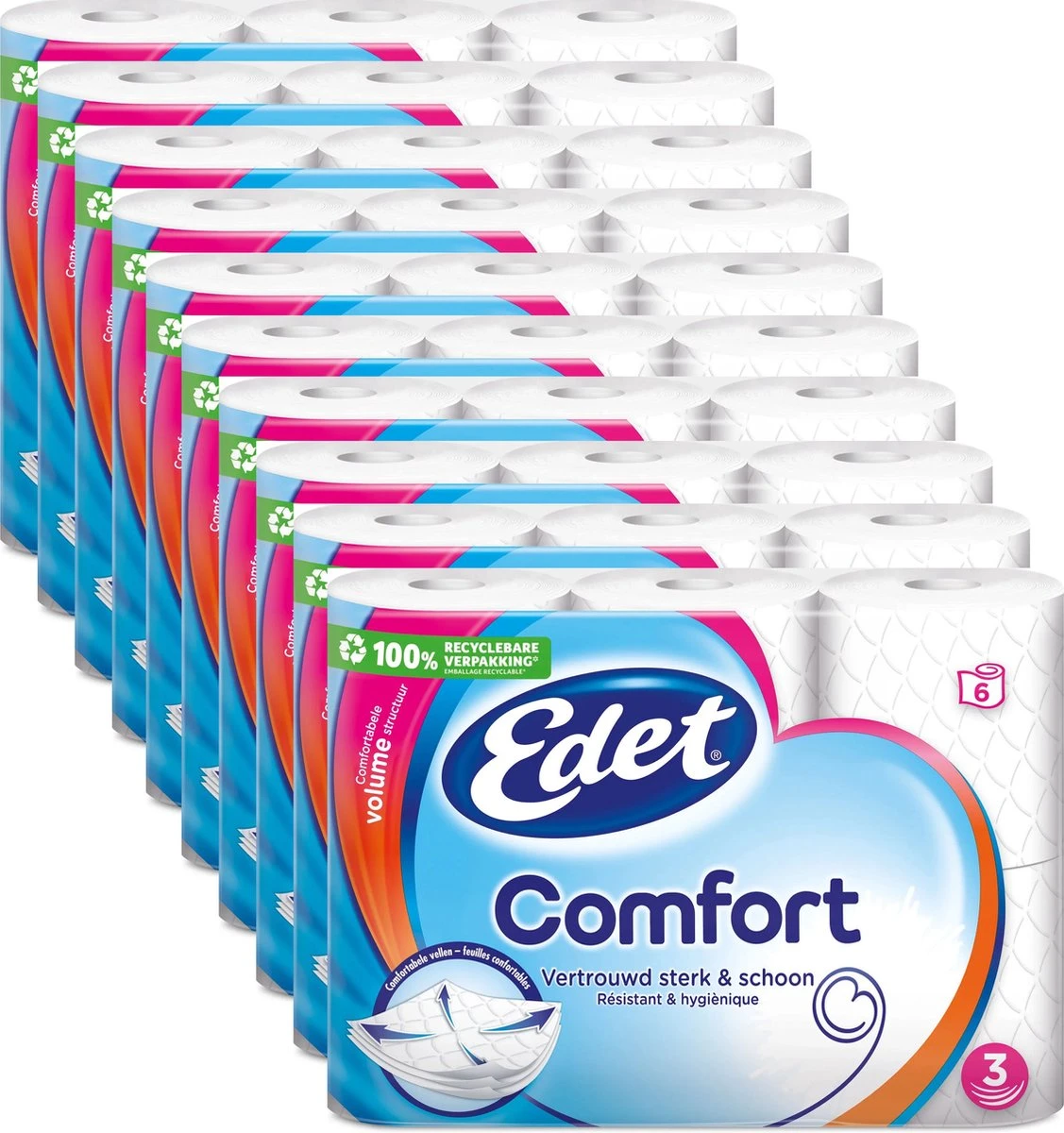 Edet Comfort 3-laags WC Papier - 60 Rollen Edet Comfort 3-laags WC Papier - 60 Rollen -Huishoudelijke Artikelen Winkel