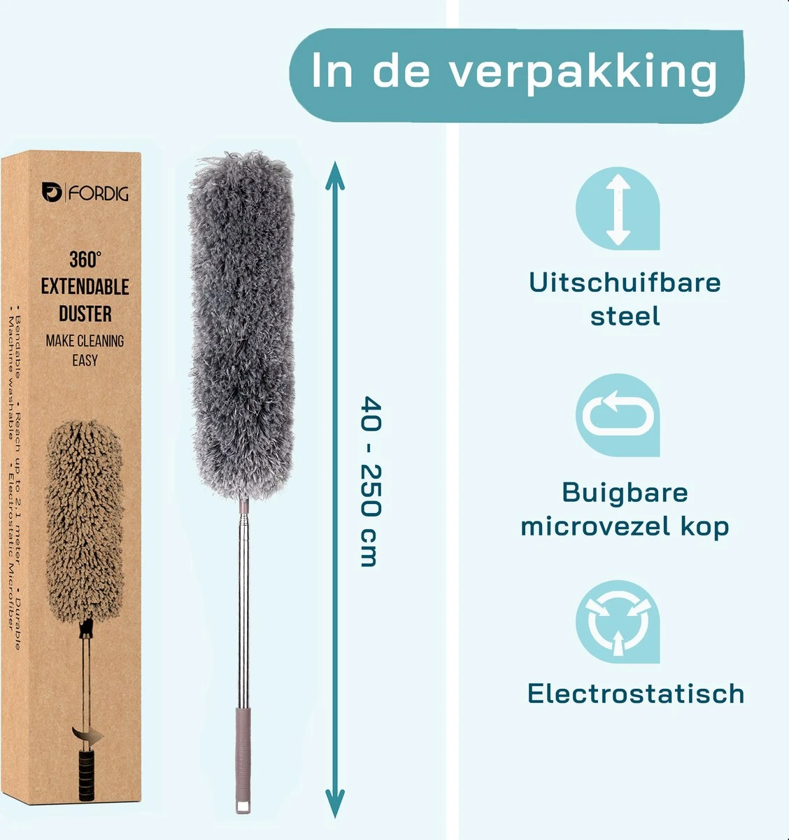 ForDig Telescopische Plumeau Microvezel - Duster met Telescoopsteel Uitschuifbaar tot 250 cm - Wasbaar - 360 Graden Draaibaar ForDig Telescopische Plumeau Microvezel - Duster Met Telescoopsteel Uitschuifbaar Tot 250 Cm - Wasbaar - 360 Graden Draaibaar -Huishoudelijke Artikelen Winkel 1128x1200 2