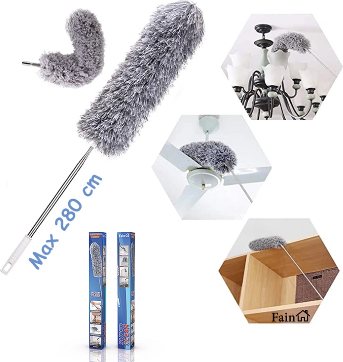 Fain® Plumeau met Telescoopsteel – Grijs – 80 tot 280 cm - Uitschuifbaar – Wasbaar - Flexibel 360° Draaibaar – Duster - Microvezel Ragebol Fain® Plumeau Met Telescoopsteel – Grijs – 80 Tot 280 Cm - Uitschuifbaar – Wasbaar - Flexibel 360° Draaibaar – Duster - Microvezel Ragebol -Huishoudelijke Artikelen Winkel 1138x1200 3