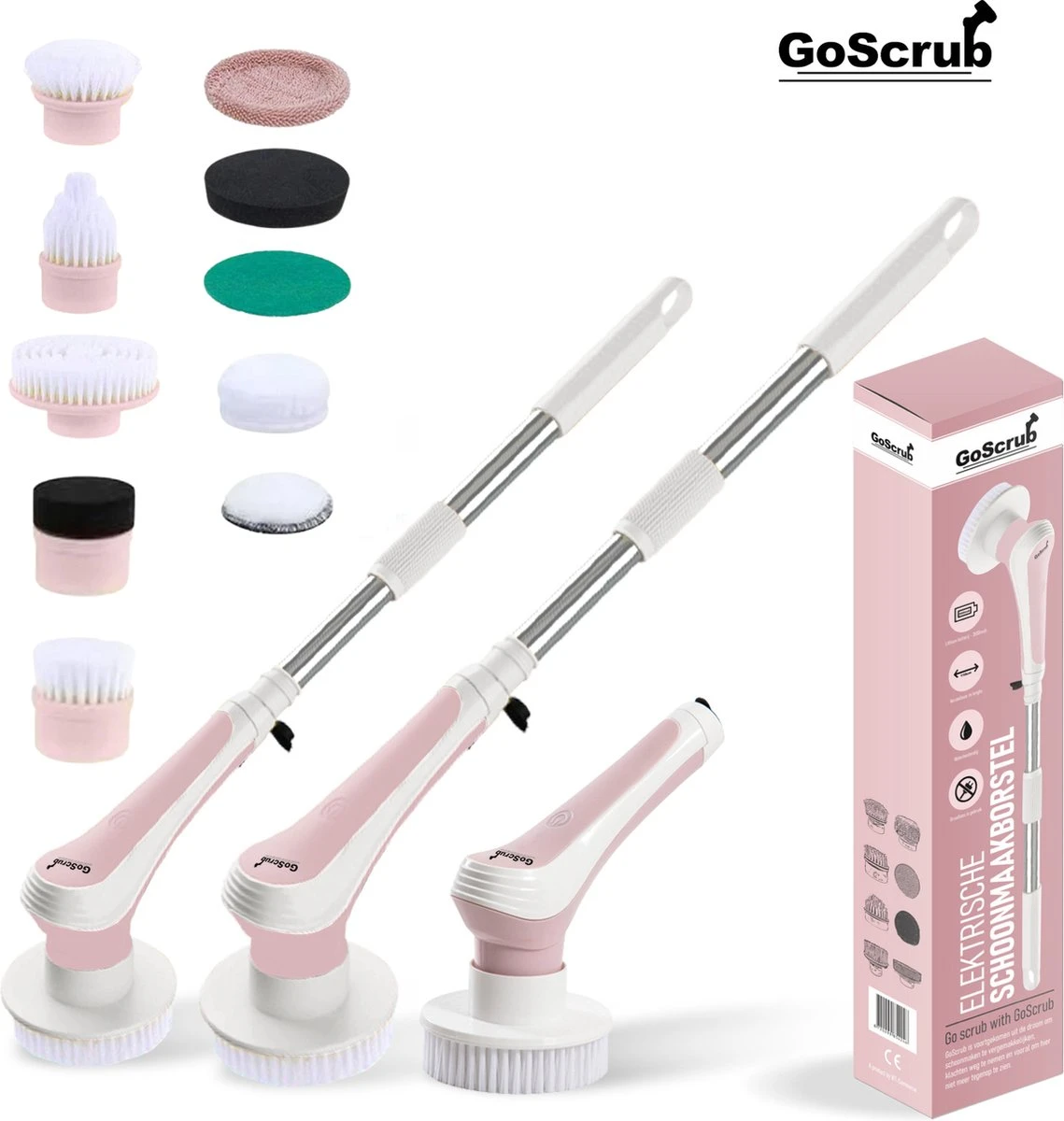 GoScrub® Elektrische Schoonmaakborstel – Elektrische Schrobber - Schrobborstel – voor badkamer of keuken – Schrobber Met Steel – Luiwagen – Polijstmachine - Roze GoScrub® Elektrische Schoonmaakborstel – Elektrische Schrobber - Schrobborstel – Voor Badkamer Of Keuken – Schrobber Met Steel – Luiwagen – Polijstmachine - Roze -Huishoudelijke Artikelen Winkel 1139x1200 4