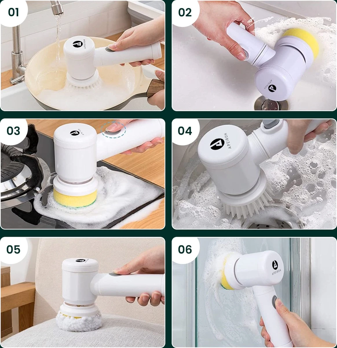 Apeiron Elektrische Schoonmaakborstel - Poetsmachine - Poliermachine - Schrobborstel - Handborstel - Werkborstel - Schrobber - Boorborstel - Wasborstel - Schoonmaakmiddelen - Reinigingsborstel - 3 Opzetstukken Apeiron Elektrische Schoonmaakborstel - Poetsmachine - Poliermachine - Schrobborstel - Handborstel - Werkborstel - Schrobber - Boorborstel - Wasborstel - Schoonmaakmiddelen - Reinigingsborstel - 3 Opzetstukken -Huishoudelijke Artikelen Winkel 1164x1200 4