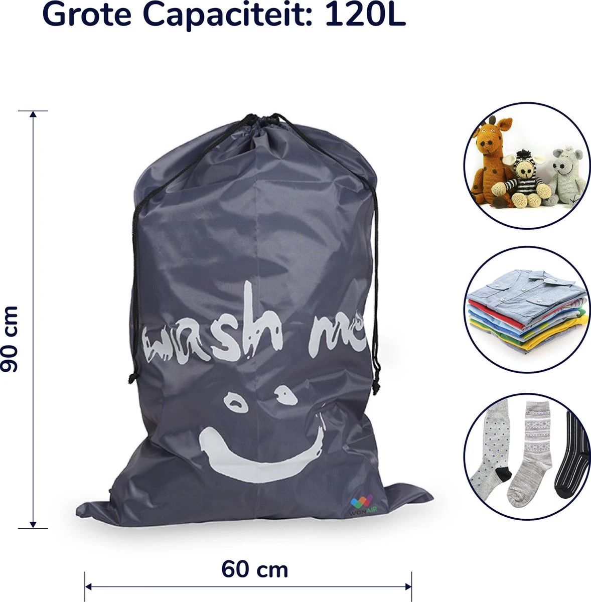 Wonair - Grote waszak - Wash me - Wastas - 60x90cm - Grijs - Met trekkoord Wonair - Grote Waszak - Wash Me - Wastas - 60x90cm - Grijs - Met Trekkoord -Huishoudelijke Artikelen Winkel 1178x1200 3