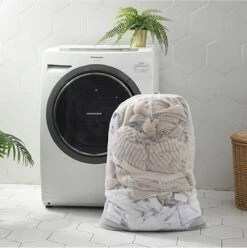 Wasnet Waszak - Groot - XL - 60 X 80 CM - Wit - Treksysteem - Trekbandsluiting - Polyester - Laundry Bag -Huishoudelijke Artikelen Winkel 1197x1200