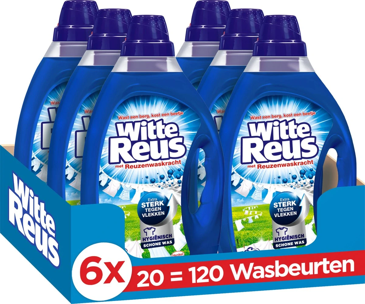 Witte Reus Gel - Vloeibaar Wasmiddel - Voordeelverpakking - 6 x 20 wasbeurten Witte Reus Gel - Vloeibaar Wasmiddel - Voordeelverpakking - 6 X 20 Wasbeurten -Huishoudelijke Artikelen Winkel 1200x1000 1