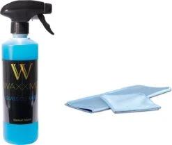 Waxximo COMBIDEAL Glasreiniger Spray + 2 Glasdoeken - Auto Ruiten Reinigen - Ramen Reiniger - Streeploze Ramen - Ruitendoek - Glansdoek
