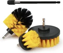 Merkloos 4-delige Borstelset Voor Boormachine - Inclusief Verlengstuk - Opzetborstels - Schrobborstel - Schuurborstel - Schoonmaakborstel - Tapijtreiniger - Brush - Geel - Gratis Verzending -Huishoudelijke Artikelen Winkel 1200x1016