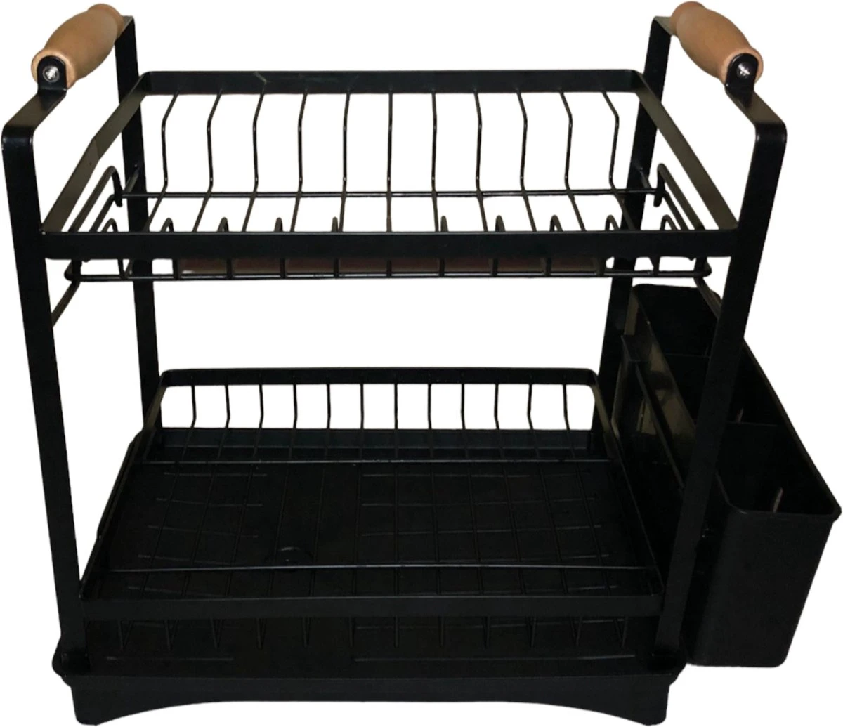 Afdruiprek - Zwart/ Met flexibele water afvoer/ Borden, pannen bestek/ RVS/ Lichtgewicht/ Lekbak/ Luxe uitvoering Afdruiprek - Zwart/ Met Flexibele Water Afvoer/ Borden, Pannen Bestek/ RVS/ Lichtgewicht/ Lekbak/ Luxe Uitvoering -Huishoudelijke Artikelen Winkel