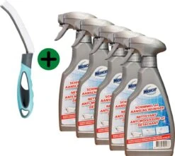 Krachtige Schimmelreiniger | Schimmel Verwijderaar | Geschikt Voor Tegel-, Siliconenvoegen, Stucwerk & Badkamer | 5x 500 Ml | Tijdelijk Met Gratis Voegenborstel