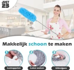 JUST23 Plumeau Uitschuifbaar Met Telescoopsteel – 60 Tot 140 Cm – Ragebol – Stoffer – Duster - Blauw - Incl. Microfiber Doek -Huishoudelijke Artikelen Winkel 1200x1147 5