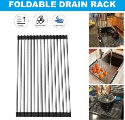 IBright Oprolbare Afdruiprek - Pannen Rooster Hittebestendig - Afdruiprooster - Pannenonderzetter - RVS Zwart -Huishoudelijke Artikelen Winkel 1200x1155 1