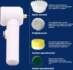 B-care Magic Brush - Elektrische Multifunctionele Schoonmaakborstel - 7 Opzetstukken - Wasborstel - Poetsmachine - Schrobborstel - Handborstel - Werkborstel - Schrobber - Boorborstel - Reinigingsborstel -Huishoudelijke Artikelen Winkel 1200x1156 8