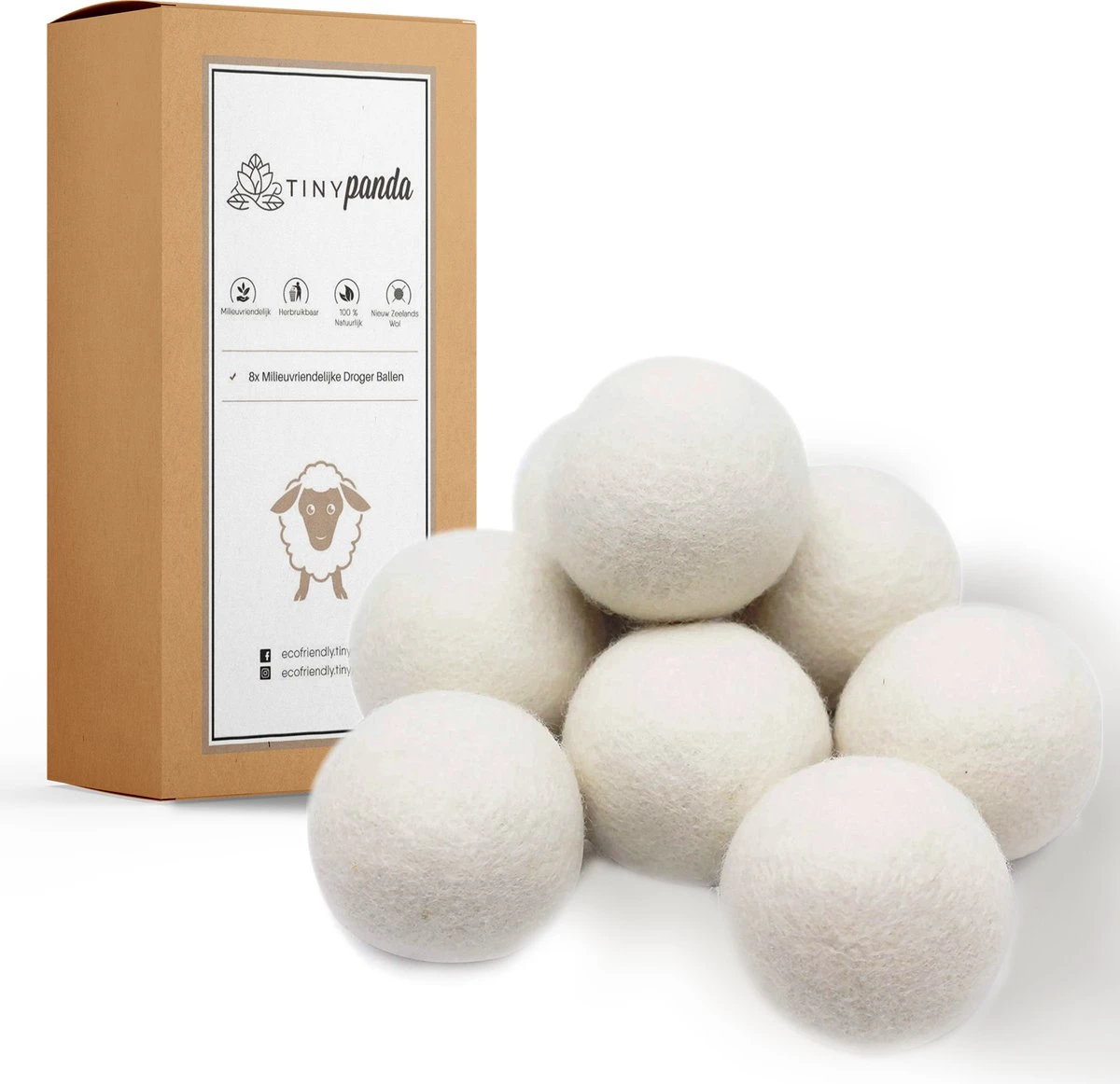 Droger Ballen XL 8 stuks – Zero waste Dryer Balls - Duurzaam – Wasverzachter – Herbruikbare Drogerballen – Droogt de was sneller – Tiny Panda Merkloos Droger Ballen XL 8 Stuks – Zero Waste Dryer Balls - Duurzaam – Wasverzachter – Herbruikbare Drogerballen – Droogt De Was Sneller – Tiny Panda -Huishoudelijke Artikelen Winkel 1200x1162 1