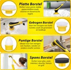 Trendosa Elektrische Schoonmaakborstel - Elektrische Schrobborstel - Poetsmachine - Handborstel - Scrubber- De Badkamer/Keuken/Auto- 10 Opzetstukken Geel 5 Trendosa Elektrische Schoonmaakborstel - Elektrische Schrobborstel - Poetsmachine - Handborstel - Scrubber- De Badkamer/Keuken/Auto- 10 Opzetstukken Geel -Huishoudelijke Artikelen Winkel 1200x1195 12