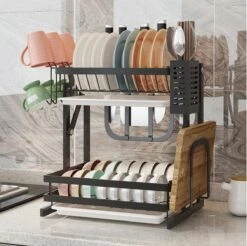 Doogo® Afdruiprek Met Lekbak 2 Laags – Inklapbaar - Muur Hangen Mogelijke - Afwasrek – Met 2 Lekbakken – Extra Accessories Voor Servies En Snijplanken - RVS -Huishoudelijke Artikelen Winkel 1200x1195 8