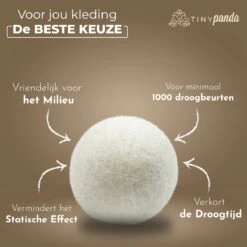 Merkloos Droger Ballen XL 6 Stuks Inclusief Lavendelolie – Zero Waste Dryer Balls - Duurzaam – Wasverzachter – Herbruikbare Drogerballen – Droogt De Was Sneller – Tiny Panda -Huishoudelijke Artikelen Winkel 1200x1199 2