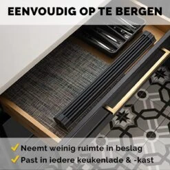 Kitch&Life Afdruiprek Oprolbaar - Mat Zwart - Pannenonderzetter - Afdruipmat - Keukenrek 3-in-1 -Huishoudelijke Artikelen Winkel 1200x1200 1211
