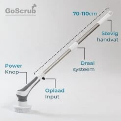 GoScrub® Elektrische Schoonmaakborstel – Elektrische Schrobber - Schrobborstel – Voor Badkamer Of Keuken – Schrobber Met Steel – Luiwagen – Polijstmachine - Poetsmachine Met 10 Opzetstukken -Huishoudelijke Artikelen Winkel 1200x1200 1460