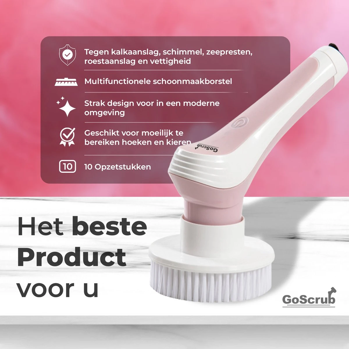 GoScrub® Elektrische Schoonmaakborstel – Elektrische Schrobber - Schrobborstel – voor badkamer of keuken – Schrobber Met Steel – Luiwagen – Polijstmachine - Roze GoScrub® Elektrische Schoonmaakborstel – Elektrische Schrobber - Schrobborstel – Voor Badkamer Of Keuken – Schrobber Met Steel – Luiwagen – Polijstmachine - Roze -Huishoudelijke Artikelen Winkel 1200x1200 1545
