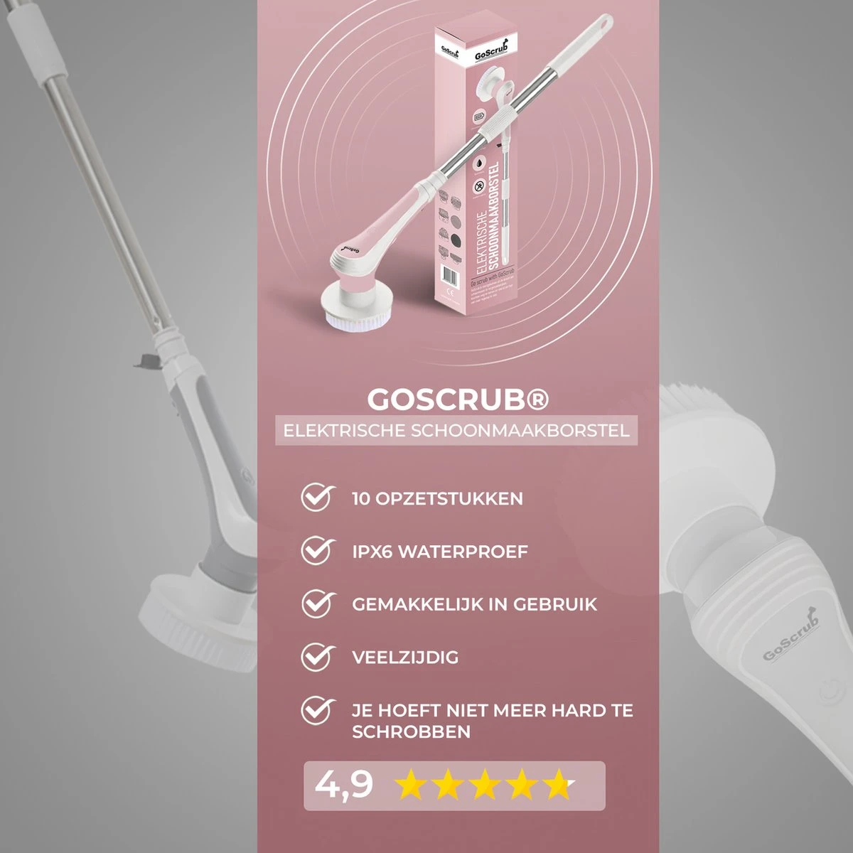 GoScrub® Elektrische Schoonmaakborstel – Elektrische Schrobber - Schrobborstel – voor badkamer of keuken – Schrobber Met Steel – Luiwagen – Polijstmachine - Roze GoScrub® Elektrische Schoonmaakborstel – Elektrische Schrobber - Schrobborstel – Voor Badkamer Of Keuken – Schrobber Met Steel – Luiwagen – Polijstmachine - Roze -Huishoudelijke Artikelen Winkel 1200x1200 1550