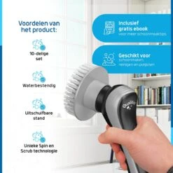 Qualitics Elektrische Schoonmaakborstel - Roterende Polijstmachine - Schrobborstel - Poetsmachine - Vloerreiniger Met 10 Opzetstukken -Huishoudelijke Artikelen Winkel 1200x1200 1631