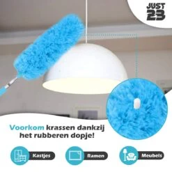 JUST23 Plumeau Uitschuifbaar Met Telescoopsteel – 60 Tot 140 Cm – Ragebol – Stoffer – Duster - Blauw - Incl. Microfiber Doek -Huishoudelijke Artikelen Winkel 1200x1200 1676