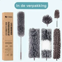 ForDig 7-Delige Plumeau Set - Duster Met Telescoopsteel Uitschuifbaar Tot 250 Cm - Inclusief Ragebol / Voegenborstel / Microvezel Doek / Chenille Borstel - Wasbaar - 360 Graden Draaibaar -Huishoudelijke Artikelen Winkel 1200x1200 1702