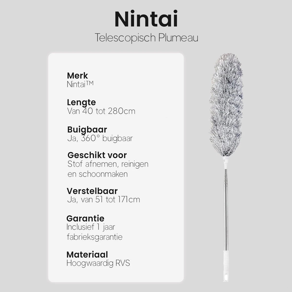 Plumeau uitschuifbaar tot 280cm - RVS - Telescopisch - Plumeau met telescoopsteel - 360° flexibel Plumeau Uitschuifbaar Tot 280cm - RVS - Telescopisch - Plumeau Met Telescoopsteel - 360° Flexibel -Huishoudelijke Artikelen Winkel 1200x1200 1732