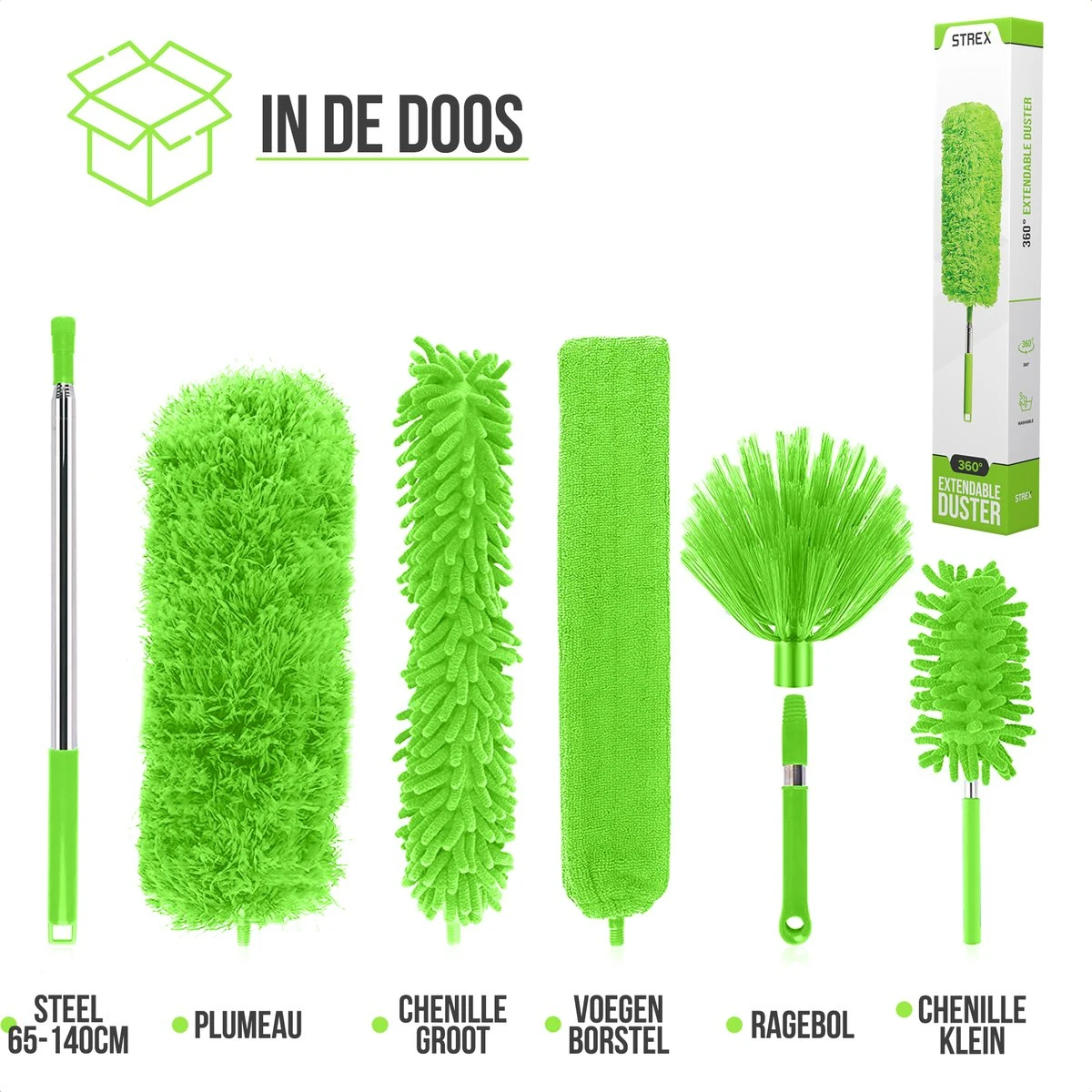 Strex Telescopische Plumeau Set met Telescoopsteel - 60 tot 140 cm - Uitschuifbaar - Flexibel - Microvezel Ragebol - 5-Delige schoonmaak set Strex Telescopische Plumeau Set Met Telescoopsteel - 60 Tot 140 Cm - Uitschuifbaar - Flexibel - Microvezel Ragebol - 5-Delige Schoonmaak Set -Huishoudelijke Artikelen Winkel 1200x1200 1739