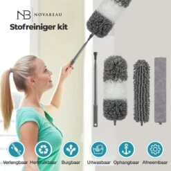 Novabeau® - Telescopische Plumeau – Plumeau Met Telescoopsteel – Ragebol – Uitschuifbaar – Grijs – 3-delige Set -Huishoudelijke Artikelen Winkel 1200x1200 1770