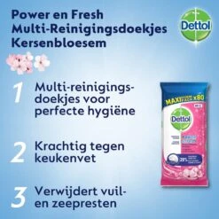 Dettol - Schoonmaakdoekjes - Power & Fresh - Kersenbloesem - 80 Stuks X8 -Huishoudelijke Artikelen Winkel 1200x1200 1954