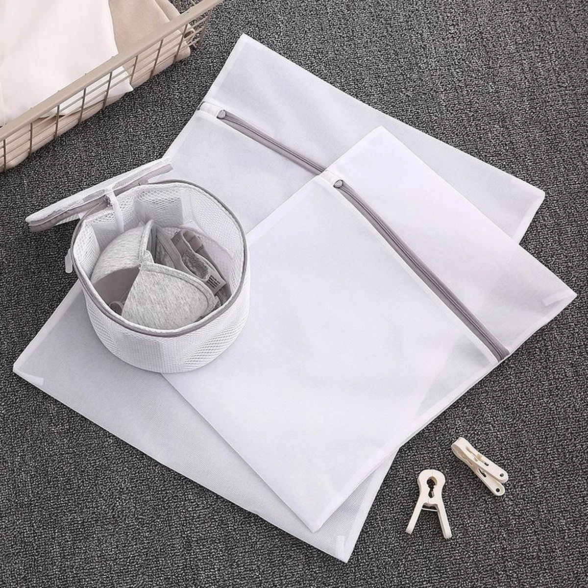 Waszak 4 Delig - 1x groot (50x60 cm) - 1x middel ( 40x50cm) - 1x normaal (30x40cm) - 1x BH (17x15cm) Merkloos Waszak 4 Delig - 1x Groot (50x60 Cm) - 1x Middel ( 40x50cm) - 1x Normaal (30x40cm) - 1x BH (17x15cm) -Huishoudelijke Artikelen Winkel 1200x1200 677