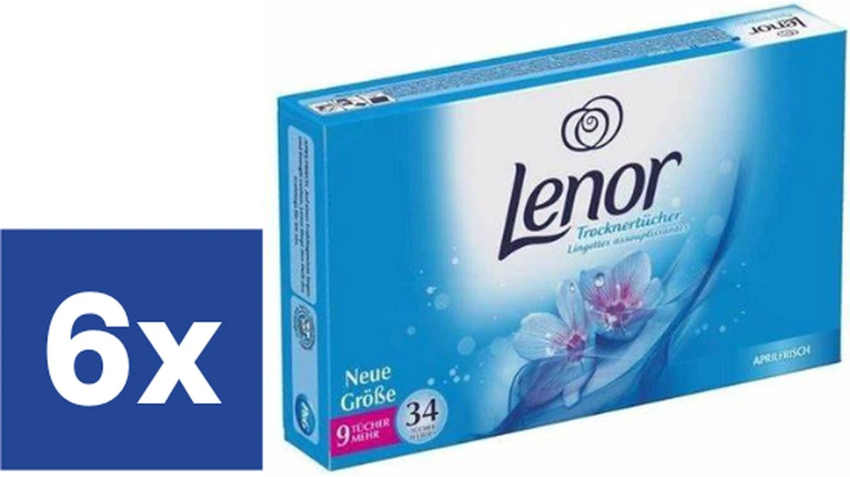 Lenor Droogtrommeldoekjes Aprilfris - 6 x 34 Stuks (204 doekjes) Lenor Droogtrommeldoekjes Aprilfris - 6 X 34 Stuks (204 Doekjes) -Huishoudelijke Artikelen Winkel