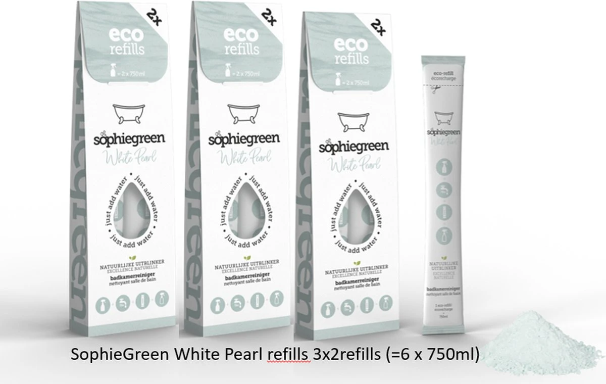 SophieGreen White Pearl Badkamerreiniger 3x2 navullingen (=6x750 ml) SophieGreen White Pearl Badkamerreiniger 3x2 Navullingen (=6x750 Ml) -Huishoudelijke Artikelen Winkel 1200x760 3
