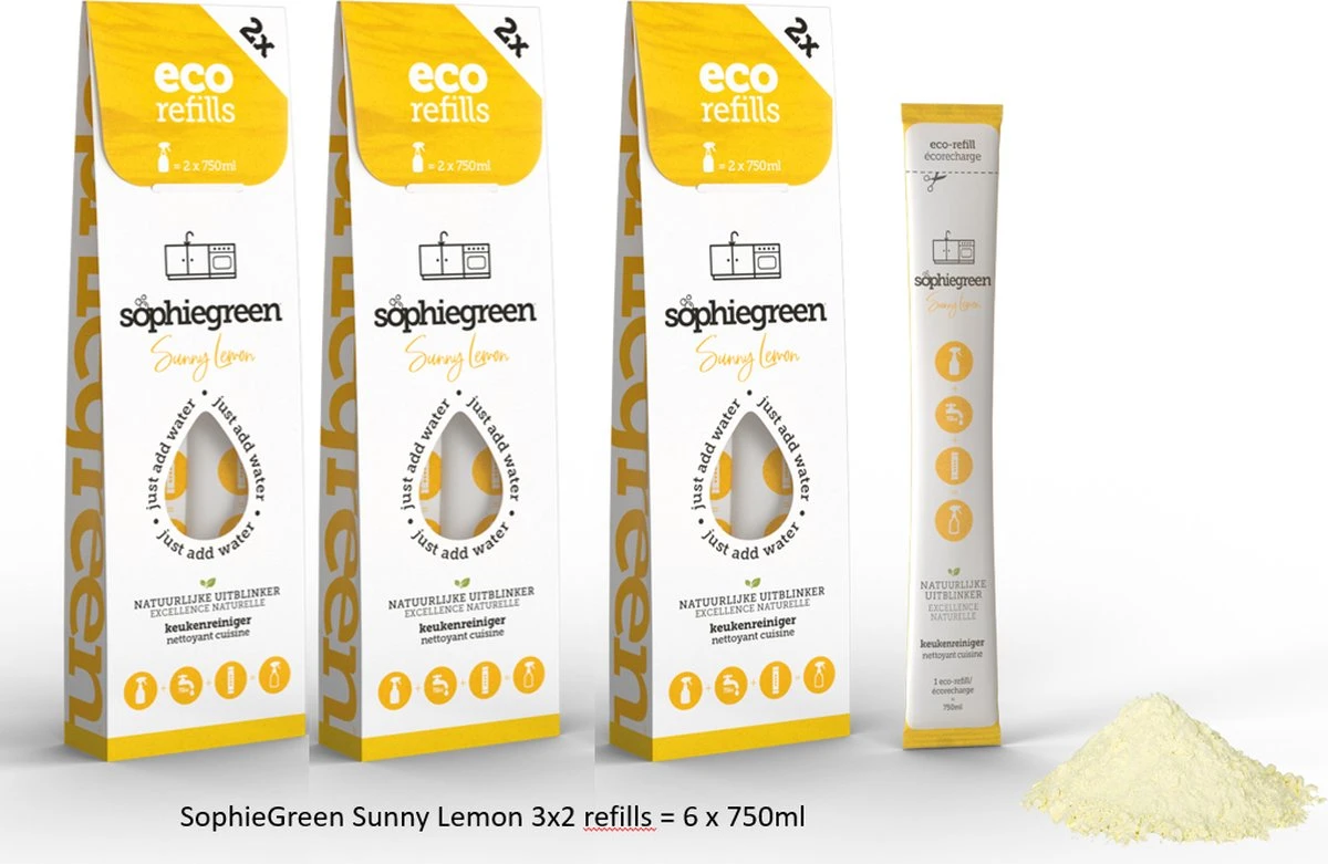 SophieGreen Sunny Lemon Keukenreiniger 3x2navullingen (=6x750ml) SophieGreen Sunny Lemon Keukenreiniger 3x2navullingen (=6x750ml) -Huishoudelijke Artikelen Winkel 1200x781 1
