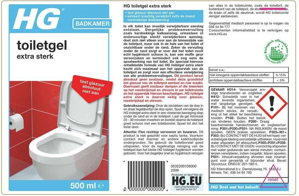 HG toiletgel extra sterk - 500ml - verwijdert de hardnekkigste aanslag - tast niet glazuur, roestvrijstaal en chroom niet aan - biologisch afbreekbaar HG Toiletgel Extra Sterk - 500ml - Verwijdert De Hardnekkigste Aanslag - Tast Niet Glazuur, Roestvrijstaal En Chroom Niet Aan - Biologisch Afbreekbaar -Huishoudelijke Artikelen Winkel 1200x786 5