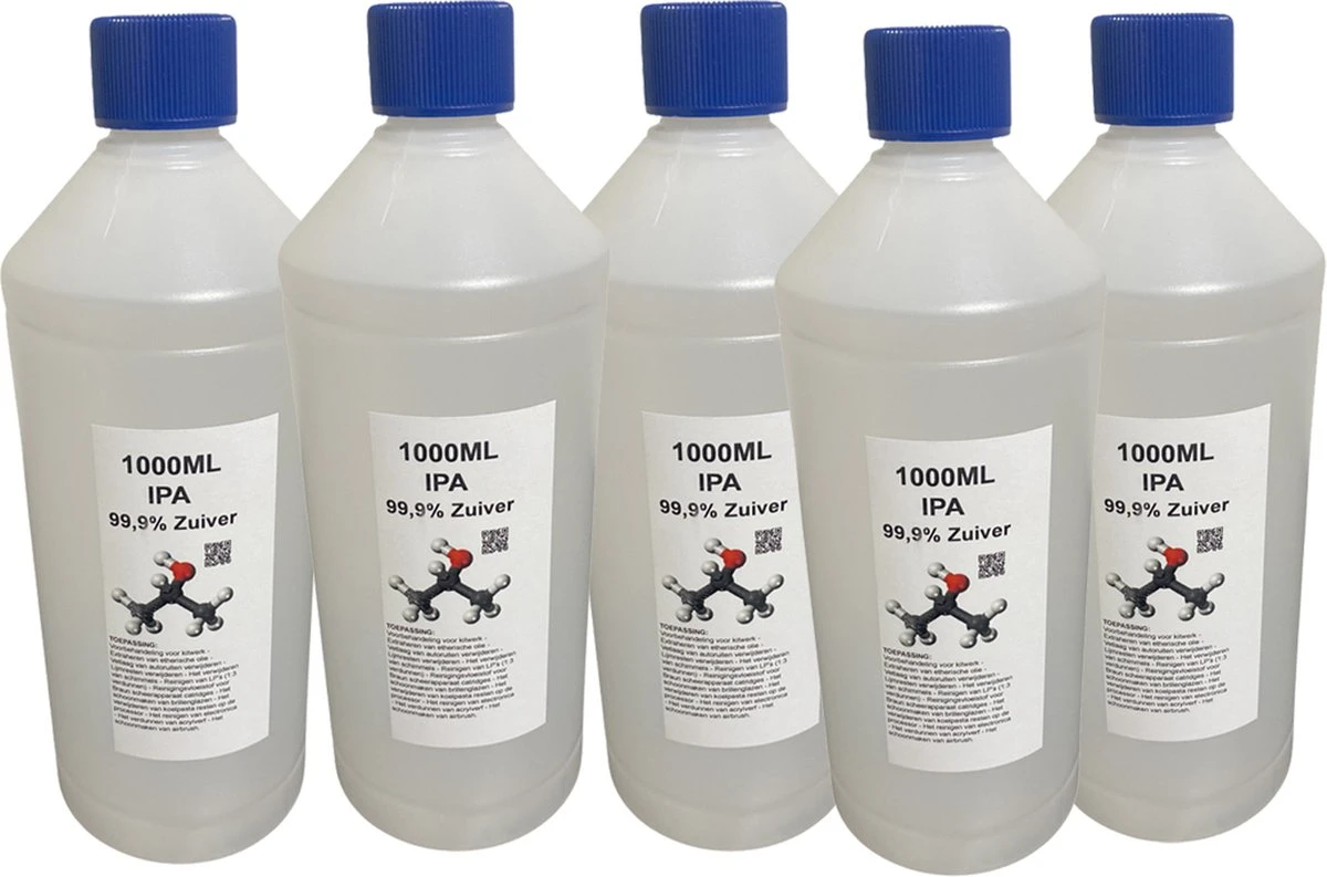 Isopropanol - Isopropyl - Alcohol - IPA - 99,9% zuiver - 5x 1000ml Isopropanol - Isopropyl - Alcohol - IPA - 99,9% Zuiver - 5x 1000ml -Huishoudelijke Artikelen Winkel 1200x793 3