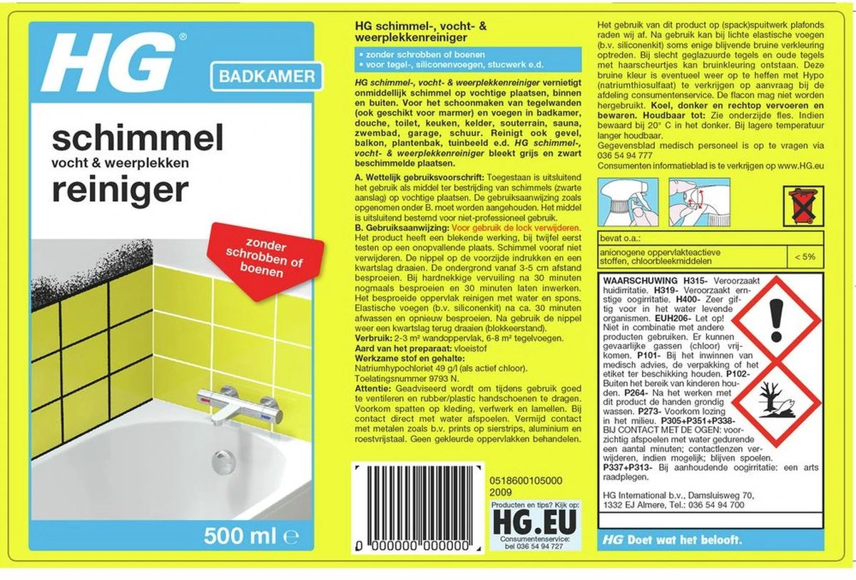 HG schimmelreiniger - 500ml - de NR 1 schimmelverwijderaar - vernietigt de hardnekkigste schimmel - geschikt voor de badkamer, tegel-, siliconenvoegen, stucwerk HG Schimmelreiniger - 500ml - De NR 1 Schimmelverwijderaar - Vernietigt De Hardnekkigste Schimmel - Geschikt Voor De Badkamer, Tegel-, Siliconenvoegen, Stucwerk -Huishoudelijke Artikelen Winkel 1200x814 3