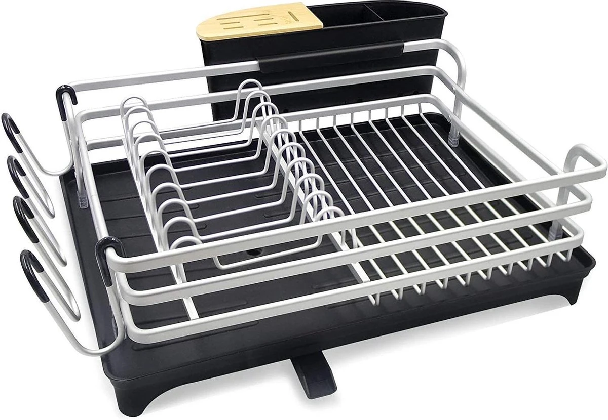 Doogo® Afdruiprek met bestekkorf en lekbak voor keukenborden en bestek Afdruiprek met draaibare uitloop Doogo® Afdruiprek Met Bestekkorf En Lekbak Voor Keukenborden En Bestek Afdruiprek Met Draaibare Uitloop -Huishoudelijke Artikelen Winkel