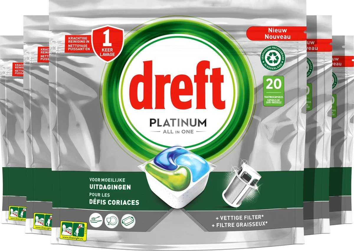 Dreft Platinum All In One - Vaatwascapsules - Original - Voordeelverpakking 5 x 20 Capsules Dreft Platinum All In One - Vaatwascapsules - Original - Voordeelverpakking 5 X 20 Capsules -Huishoudelijke Artikelen Winkel 1200x852 2