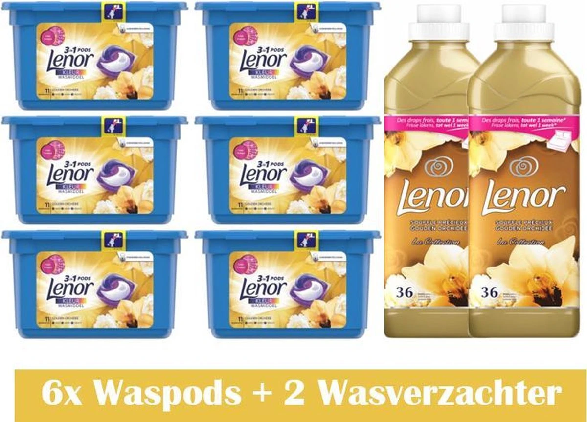 Lenor Gouden Orchidee Set 6x waspods - 2x wasverzachter Lenor Gouden Orchidee Set 6x Waspods - 2x Wasverzachter -Huishoudelijke Artikelen Winkel