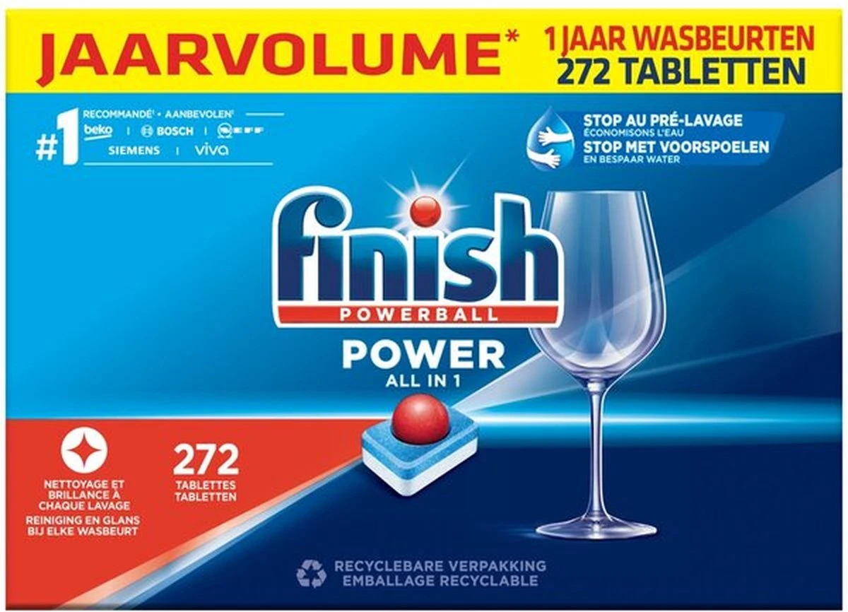 FINISH POWERBALL POWER ALL IN 1 VAATWASTABLETTEN - 272 stuks FINISH POWERBALL POWER ALL IN 1 VAATWASTABLETTEN - 272 Stuks -Huishoudelijke Artikelen Winkel