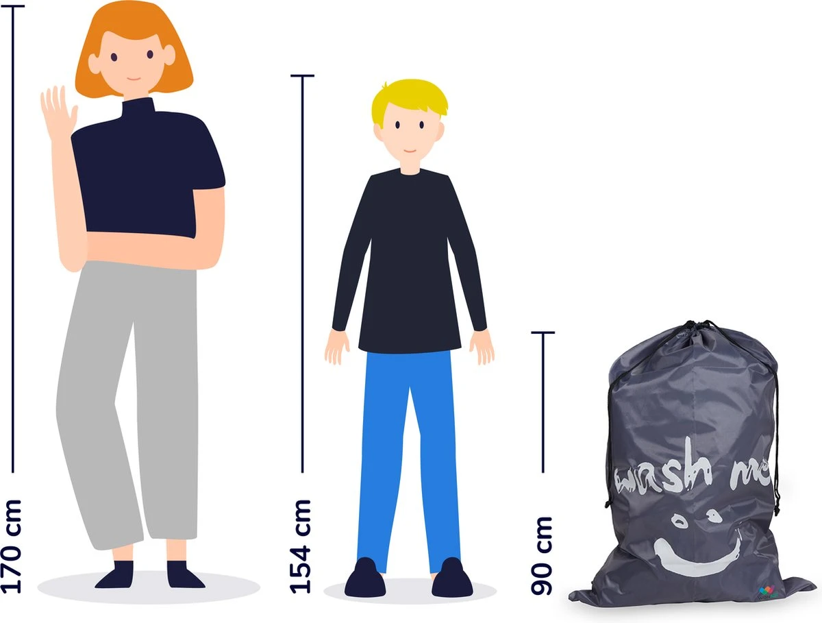 Wonair - Grote waszak - Wash me - Wastas - 60x90cm - Grijs - Met trekkoord Wonair - Grote Waszak - Wash Me - Wastas - 60x90cm - Grijs - Met Trekkoord -Huishoudelijke Artikelen Winkel