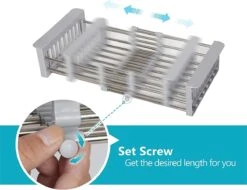 IBright Verstelbare Keukenrek - Gootsteen Mand - Afdruiprek – Vergiet – Verstelbaar In Lengte - Uitschuifbaar - RVS Grijs -Huishoudelijke Artikelen Winkel 1200x925