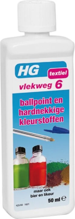 HG Vlekweg 6 - 50ml- Voor O.a. Vlekken Van Ballpoint & Hardnekkige Kleurstoffen -Huishoudelijke Artikelen Winkel 411x1200