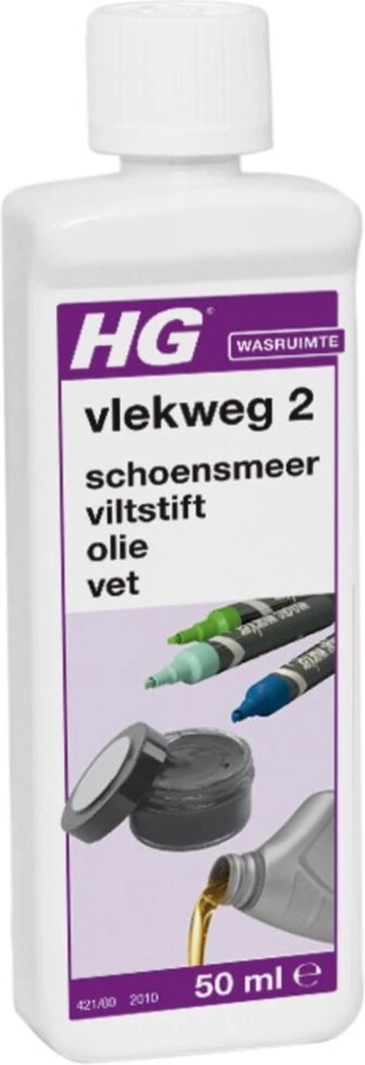 HG vlekweg 2 - 50ml - voor o.a. vlekken van viltstift, vet, olie & schoensmeer HG Vlekweg 2 - 50ml - Voor O.a. Vlekken Van Viltstift, Vet, Olie & Schoensmeer -Huishoudelijke Artikelen Winkel 412x1200 1