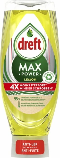 Dreft MaxPower - Lemon - Vloeibaar Afwasmiddel - Voordeelverpakking 8 X 640 Ml -Huishoudelijke Artikelen Winkel 454x1200