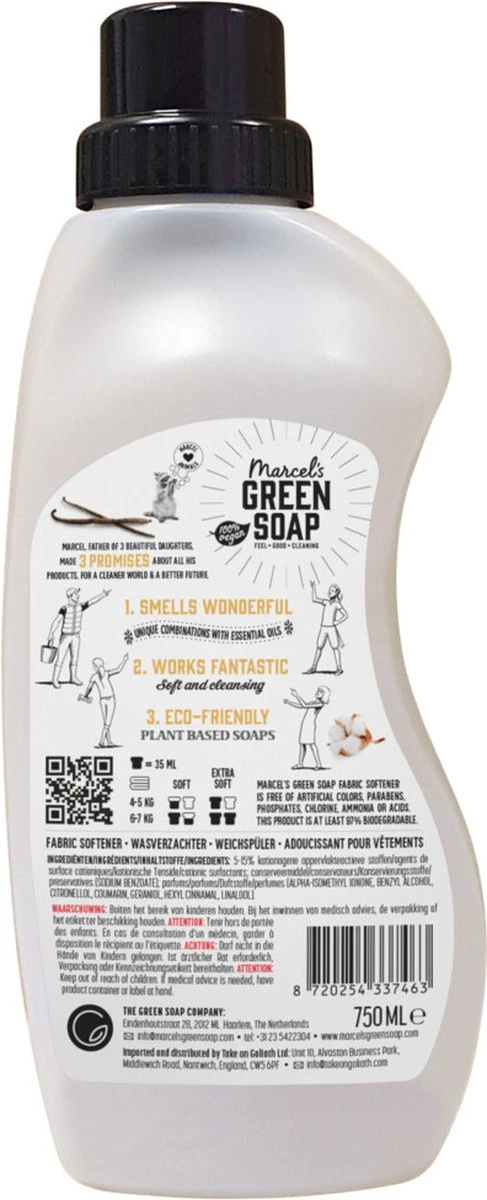 Marcel's Green Soap Wasverzachter Vanille & Katoen - 6 x 750 ml Marcel's Green Soap Wasverzachter Vanille & Katoen - 6 X 750 Ml -Huishoudelijke Artikelen Winkel